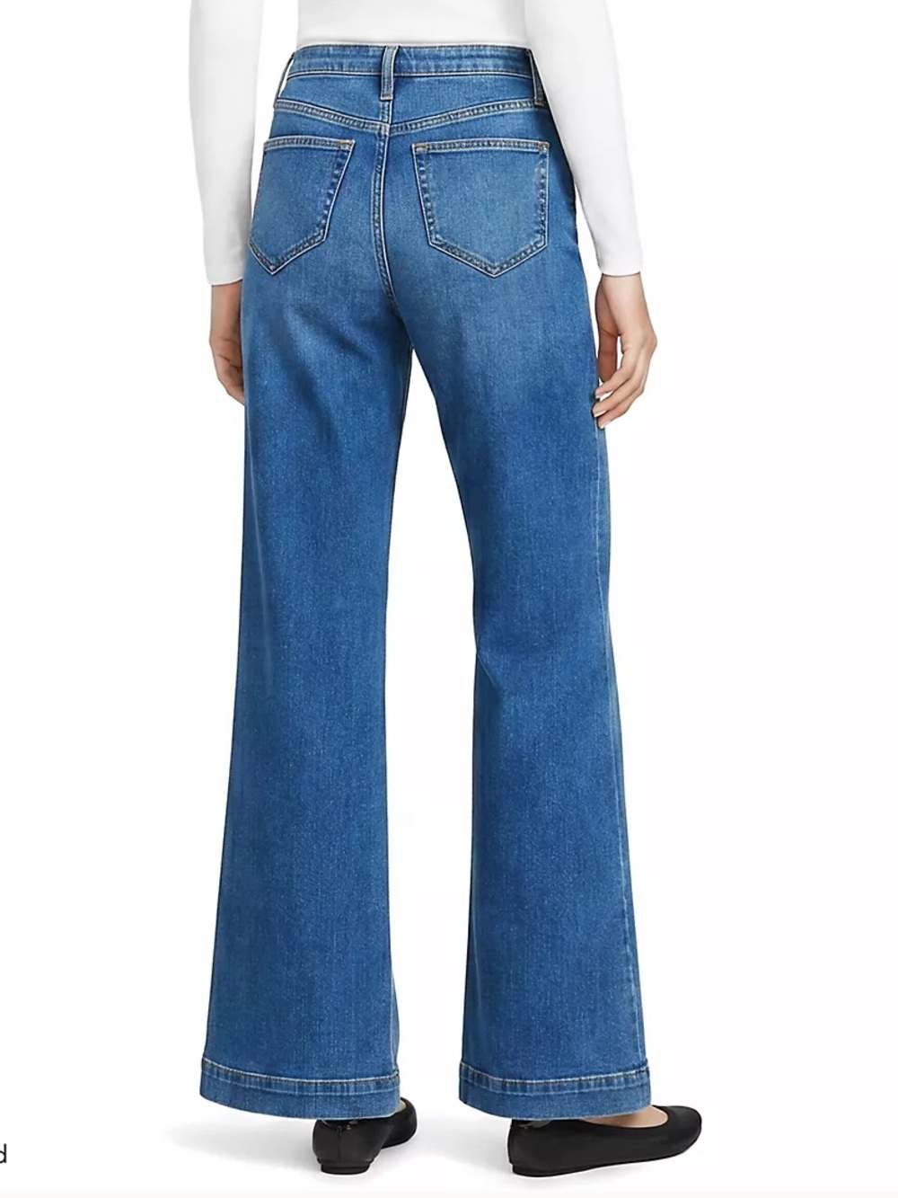 Lands’ End wide leg stretch denim jeans 10 - Picture 5 of 11